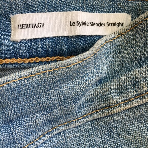 FRAME Denim 5 Pocket Overturn Wash Heritage Le Sylvie Slender Straight Jeans - Picture 3 of 12